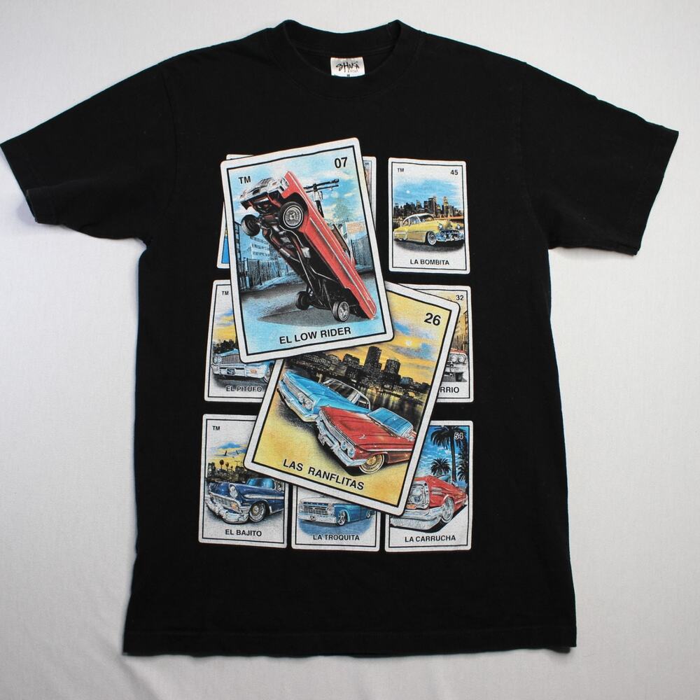 Shaka Wear Super MAX Heavy Men's T-Shirt Med Black Cars Graphic Print Crew Neck